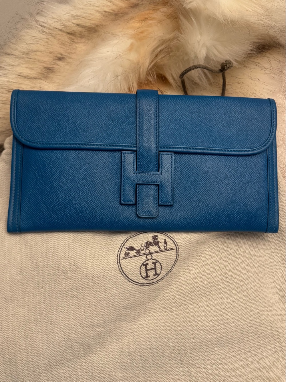 Hermès Jige Elan 29 clutch in Bleu Izmir Epsom leather clutch